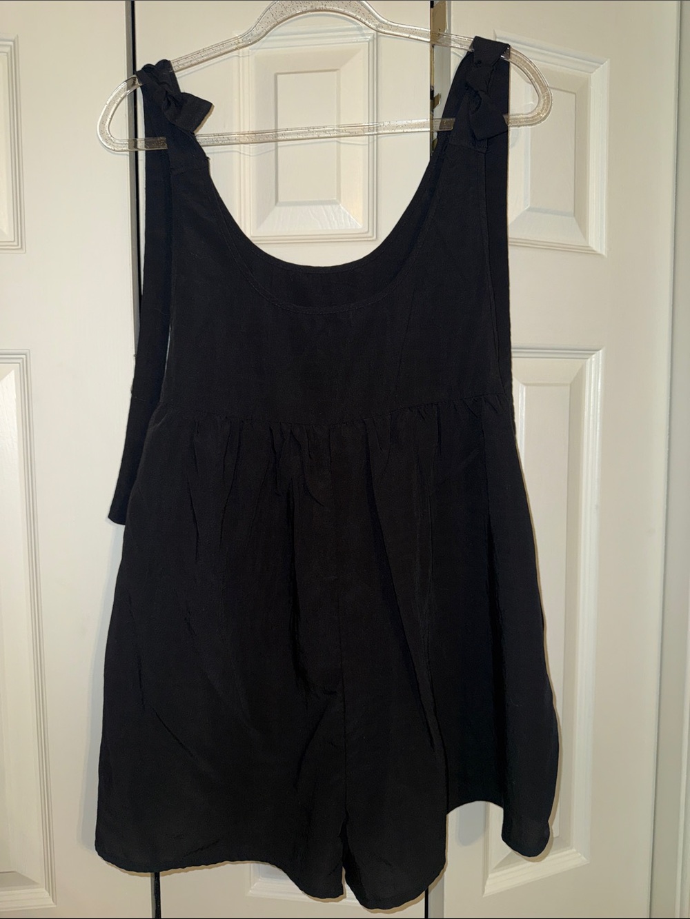 NWT Women’s Black Tie-Shoulder Sleeveless Romper/Swim Coverup